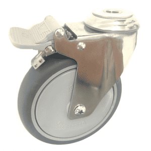 377 Series - Grey Rubber (TPR) Stainless Steel Bole Hole Castors